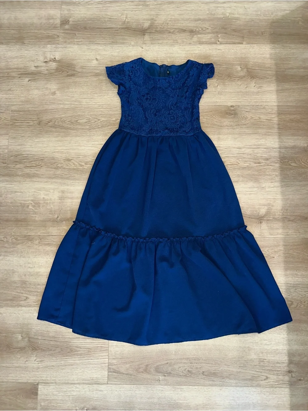 Amazon Girls Navy Blue Lace Bodice Maxi Dress